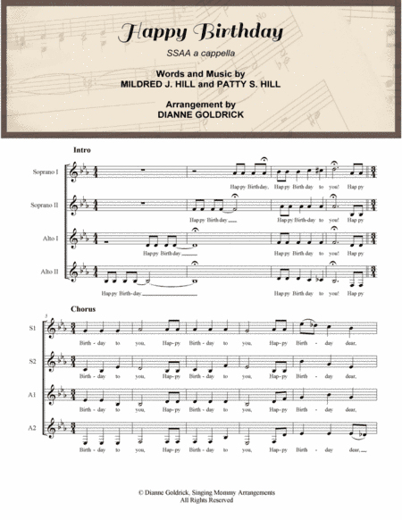 Happy Birthday SSAA a cappella (arr. Dianne Goldrick)