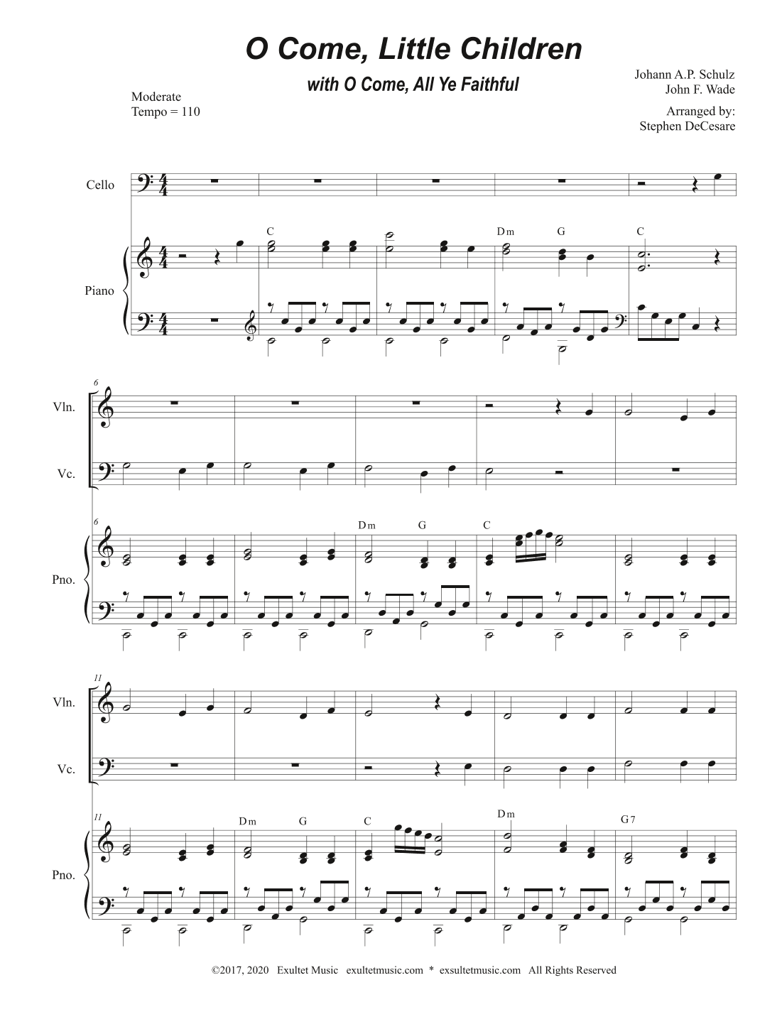 O Come, Little Children (with "O Come, All Ye Faithful") (Duet for Violin and Cello) (arr. Stephen DeCesare)
