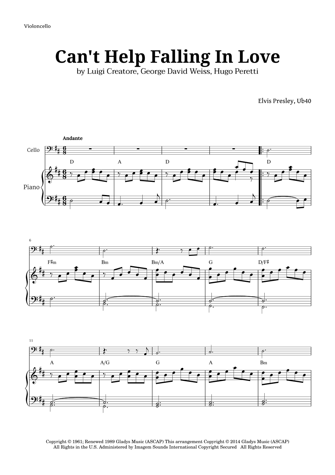 Can't Help Falling In Love (arr. Langanho)