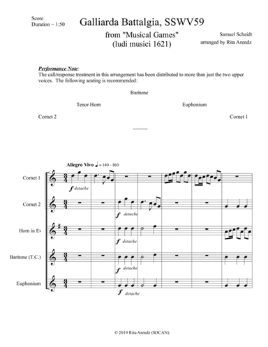 Galliarda Battaglia SSWV59 (arr. Rita Arendz)