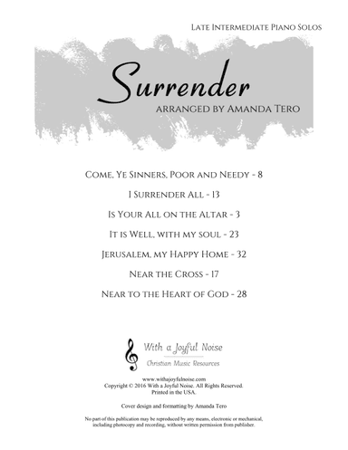 Surrender - 7-Hymn late intermediate/early advanced Piano Solo Collection (arr. Amanda Tero)