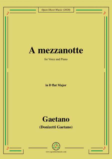 Donizetti-A mezzanotte,in D flat Major,for Voice and Piano (arr. MSM)