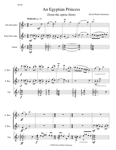 An Egyptian Princess for alto and tenor recorders and guitar