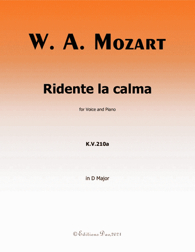 Ridente la calma, by  Mozart, in D Major (arr. Editions Dao)