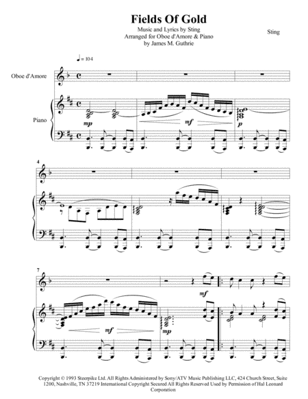 Fields Of Gold (arr. James M. Guthrie)
