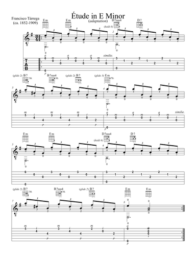 Etude in E Minor by Francisco Tárrega (adaptation) (arr. Dennis McCorkle)