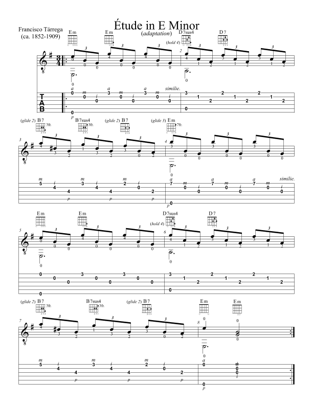 Etude in E Minor by Francisco Tárrega (adaptation) (arr. Dennis McCorkle)