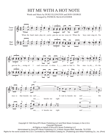 Hit Me With A Hot Note (arr. Patrick McAlexander)