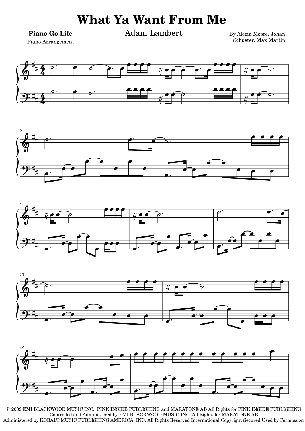What Ya Want From Me (arr. Piano Go Life)