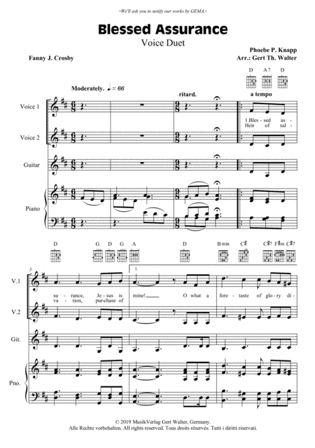 Blessed Assurance (arr. Gert Th. Walter)
