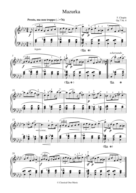 Chopin - Mazurka Op. 7 No.4 for piano solo (arr. MPS)