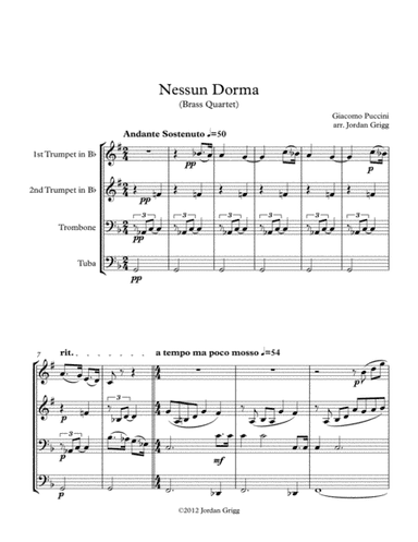 Nessun Dorma (Brass Quartet) (arr. Jordan Grigg)