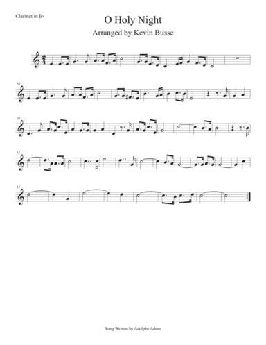 O Holy Night (Easy key of C) Clarinet (arr. Kevin Busse)