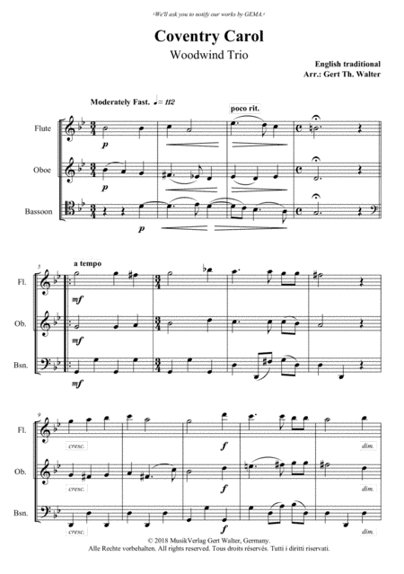 Coventry Carol (arr. Gert Th. Walter)