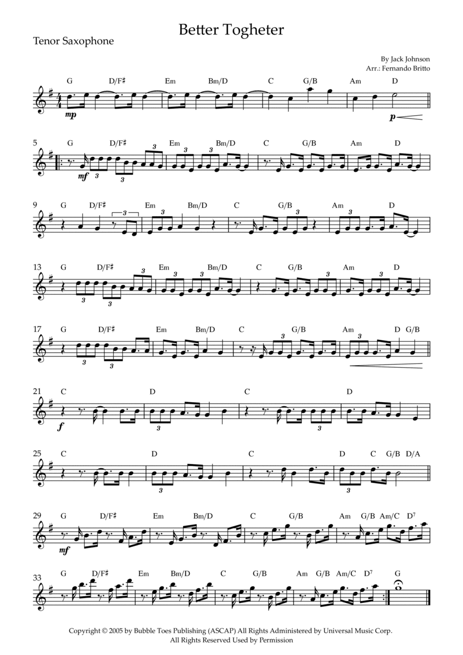 Better Together (arr. Fernando Britto)