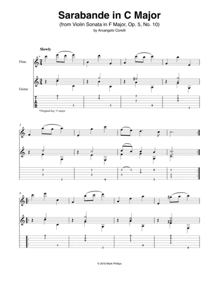 Sarabande in C Major (from Violin Sonata in F Major, Op. 5, No. 10) (arr. Mark Phillips)