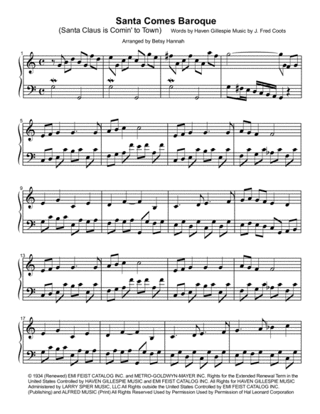 Santa Claus Is Comin' To Town (arr. Betsy Hannah)