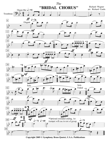 Wedding Collection{ Professional Edition - 2. The "Bridal Chorus" (Tombone) (arr. R.R.Cardo)