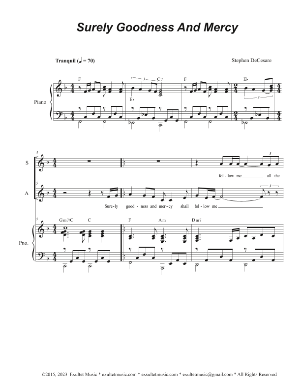 Surely Goodness And Mercy (Duet for Soprano and Alto solo)