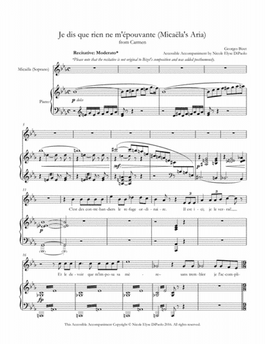 Je dis que rien ne m'épouvante (Micaela's Aria) from Carmen - Accessible Accompaniments Edition (arr. Nicole Elyse DiPaolo)