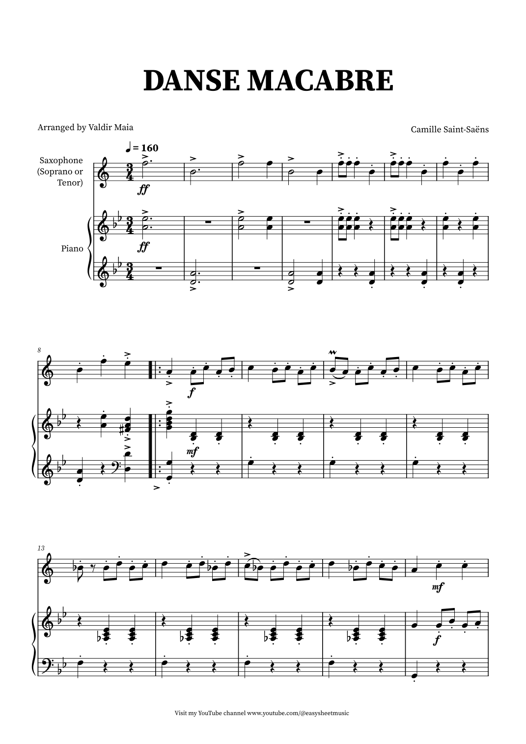 Danse Macabre - Soprano Sax and Piano (arr. Valdir Maia)