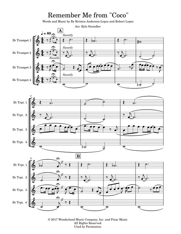 Remember Me (lullaby) (arr. Kyle Steindler)