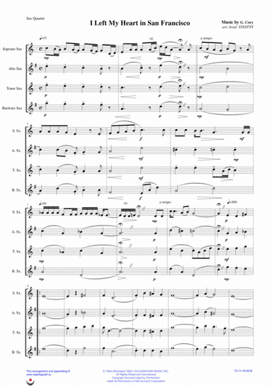 I Left My Heart In San Francisco (arr. Josef STASTNY)