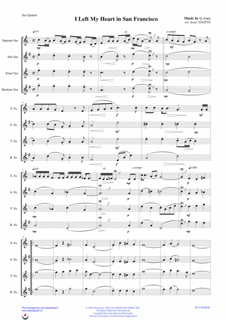 I Left My Heart In San Francisco (arr. Josef STASTNY)