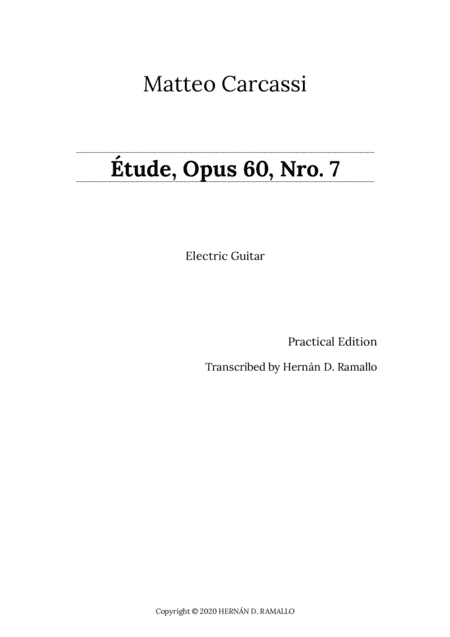 Matteo Carcassi: Ètude, Opus 60, Nro. 7 (Electric guitar transcription) (arr. Hernán D. Ramallo)