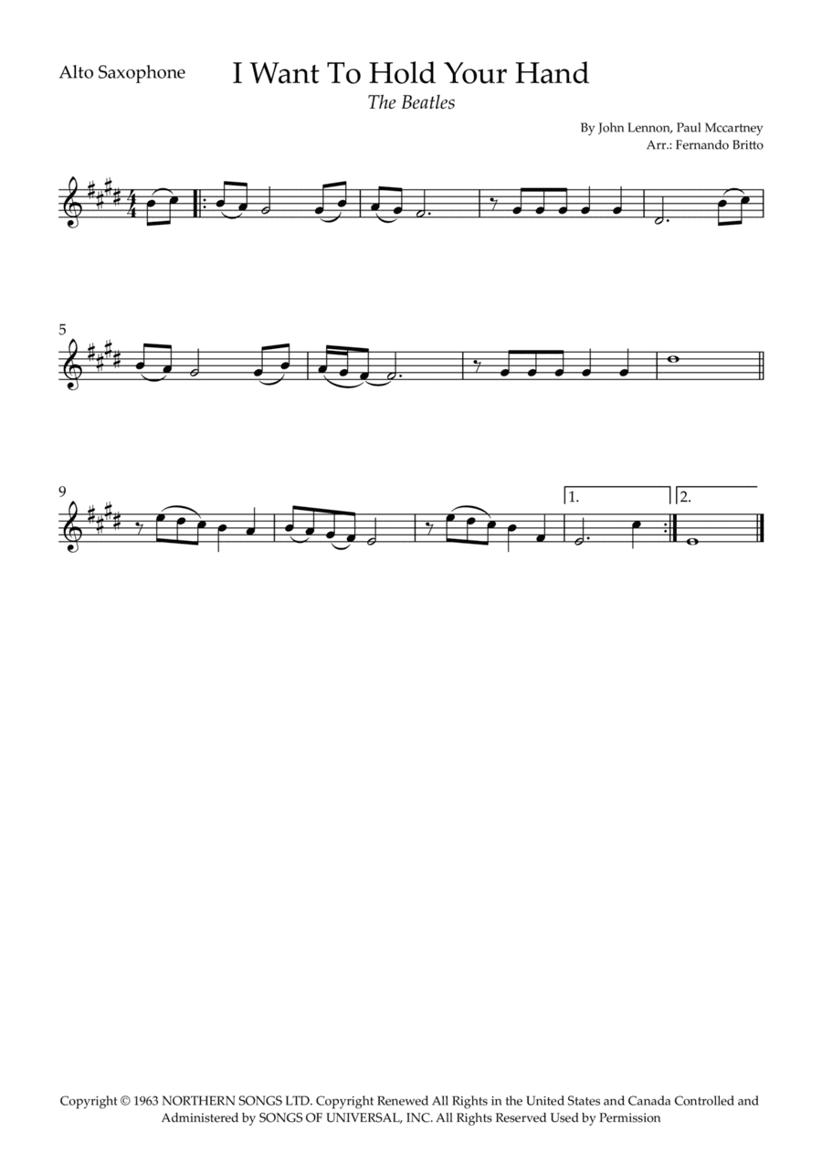 I Want To Hold Your Hand (arr. Fernando Britto)