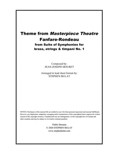 Rondeau (Theme from Masterpiece Theatre) - Lead sheet (key of E) (arr. Stephen Bulat)