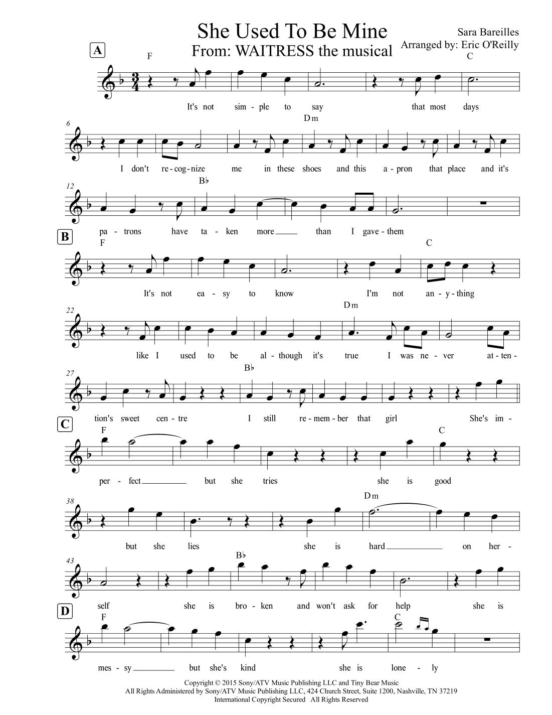 She Used To Be Mine (arr. Eric O'Reilly)