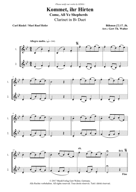 Come, All Ye Shepherds (arr. Gert Th. Walter)