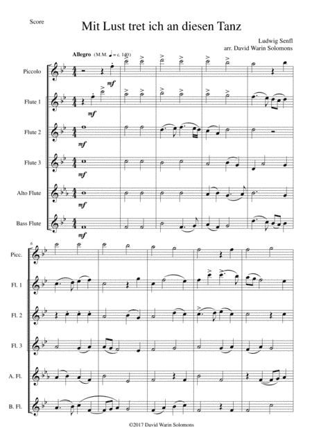 Mit Lust tret ich an diesen Tanz (I'm delighted to join this dance) for flute sextet (arr. David Warin Solomons)