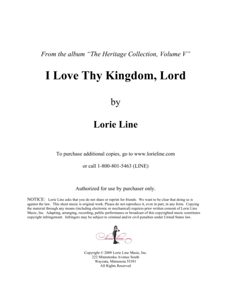 I Love Thy Kingdom, Lord (arr. Lorie Line)
