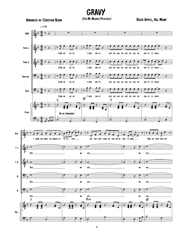 Gravy For My Mashed Potatoes (arr. Christian Bohm)