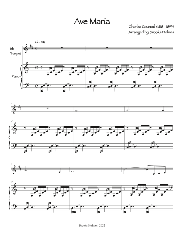 Ave Maria (Bach/Gounod) in C (arr. Brooks Holmes)