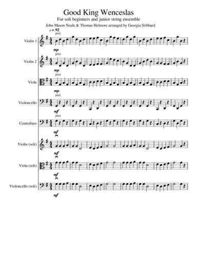 Good King Wenceslas - for Beginners and Junior String Ensemble (arr. Georgia Stibbard)