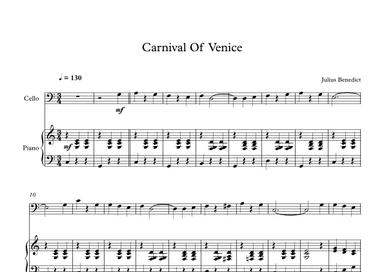 Carnival Of Venice - Julius Benedict (Cello + Piano) (arr. Digital Book Music)