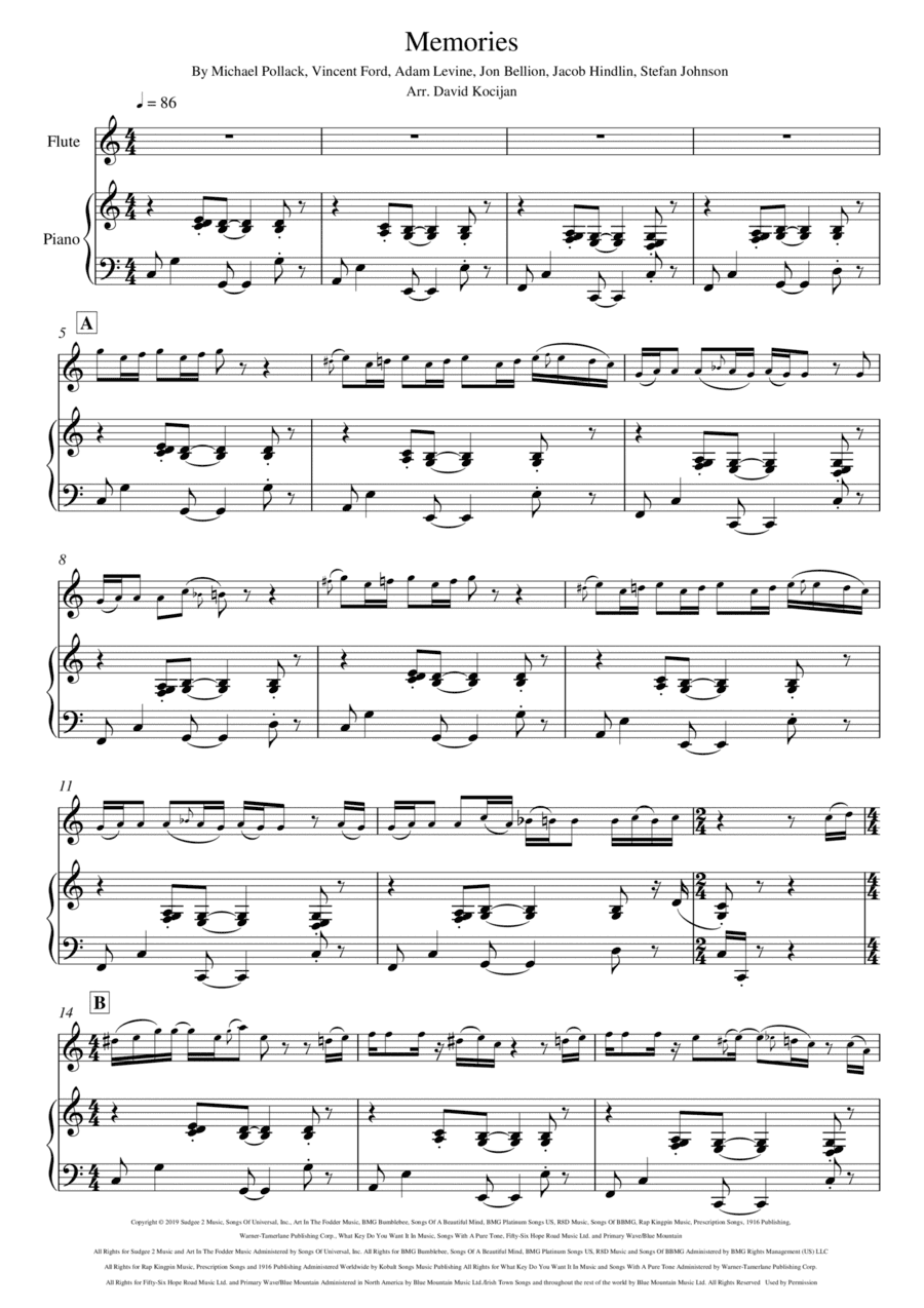 Memories (arr. David Kocijan)