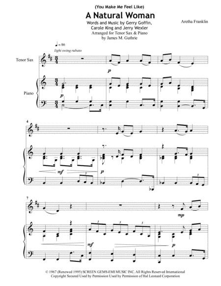 (You Make Me Feel Like) A Natural Woman (arr. James M. Guthrie, ASCAP)