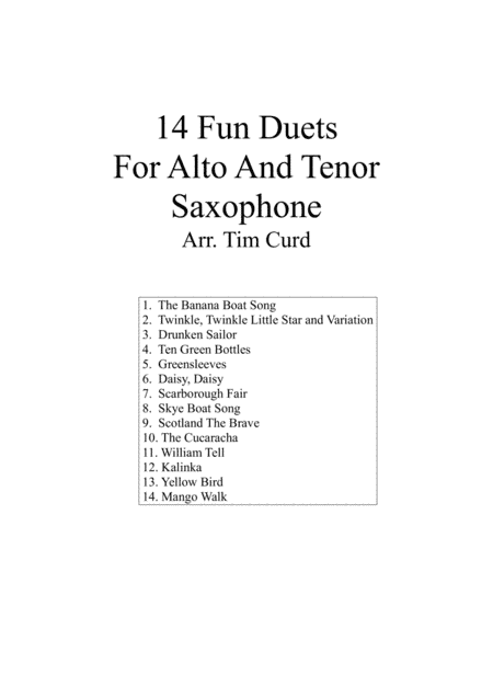 14 Fun Duets For Alto And Tenor Saxophone (arr. Curd.)