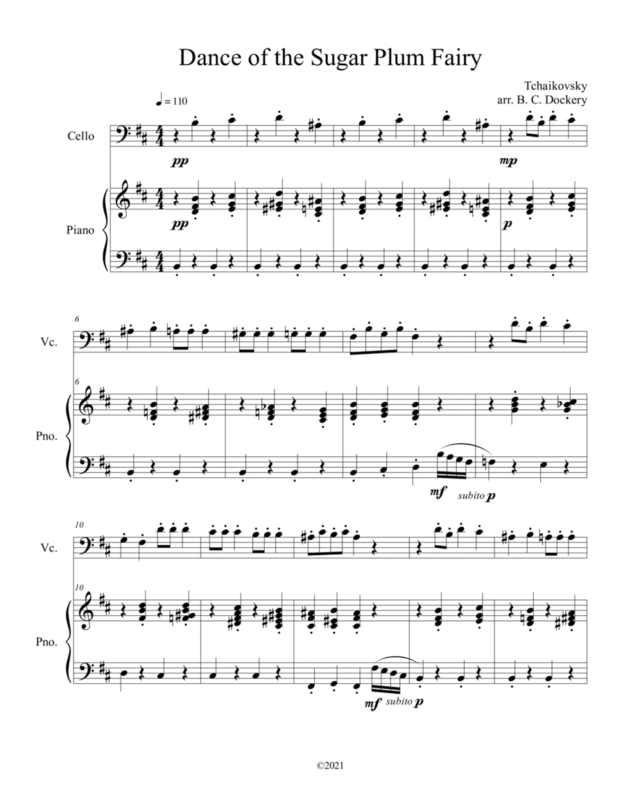 Dance of the Sugar Plum Fairy (Cello Solo with Piano Accompaniment) (arr. B. C. Dockery)