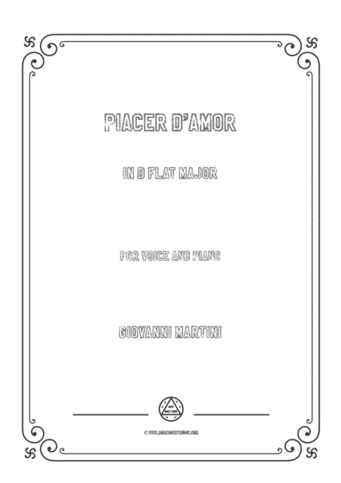 Giovanni-Piacer d'amor in D flat Major,for Voice and Piano (arr. MSM)