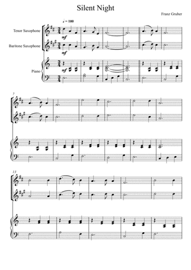 Franz Gruber - Silent Night (Tenor Saxophone and Baritone Saxophone Duet) (arr. André Laitano)