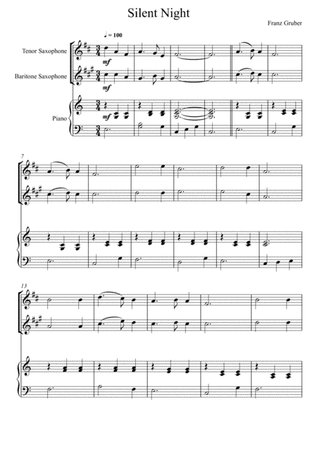 Franz Gruber - Silent Night (Tenor Saxophone and Baritone Saxophone Duet) (arr. André Laitano)