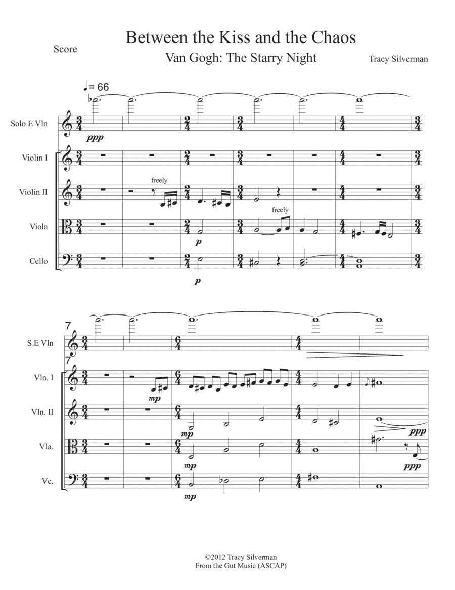 Van Gogh: The Starry Night - String Quartet plus 6-String Violin