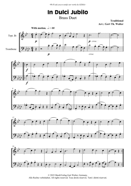 In Dulci Jubilo (arr. Gert Th. Walter)