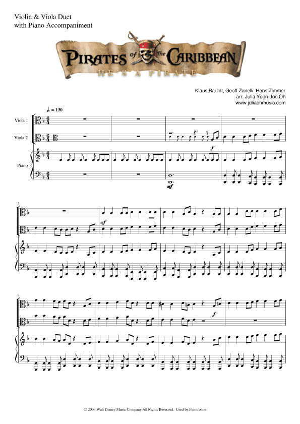 He's A Pirate (arr. JULIA OH MUSIC | Julia Yeon-Joo Oh)