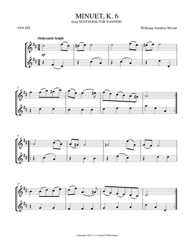Minuet, K. 6 (from Notebook for Nannerl) (arr. Mark Phillips)